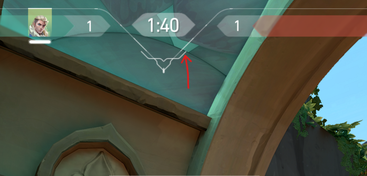 Align the top right edge of the hud line with the point shown above.