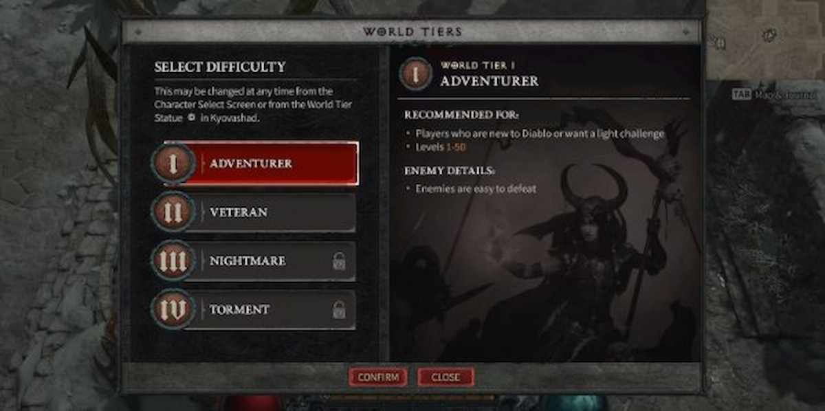 World Tier 1 Diablo 4